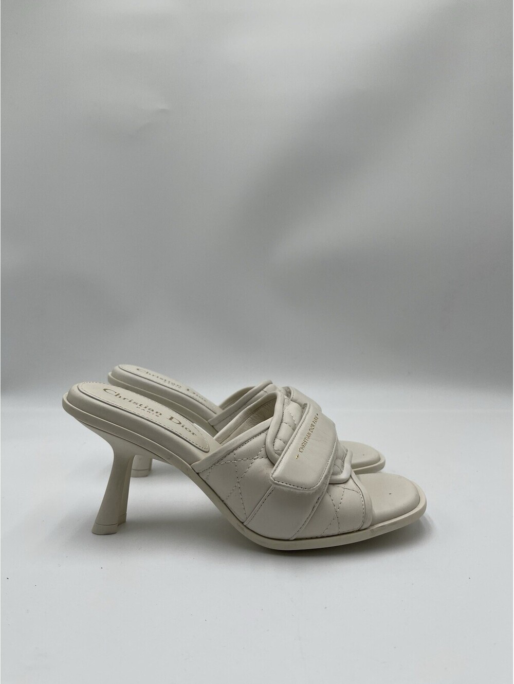 Dior Dio(r)evolution Cannage heeled sandals White quilted leather Size 36.5